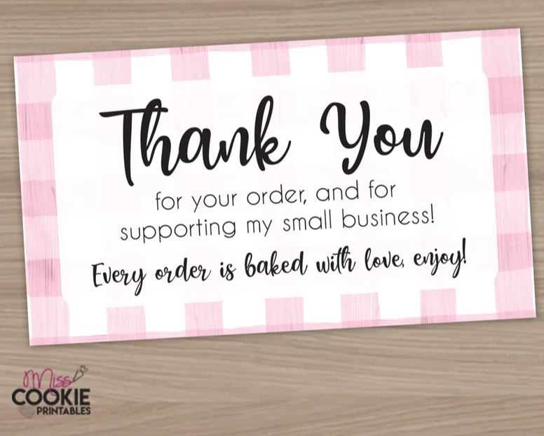 baking business thank you notes